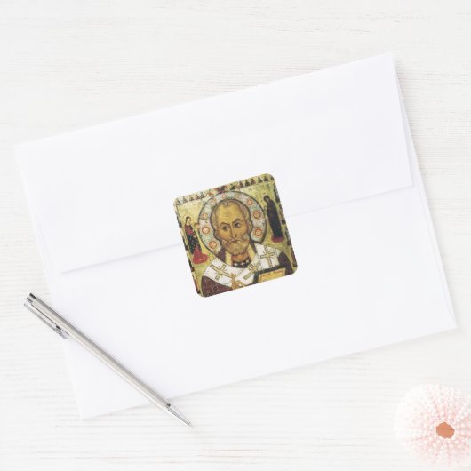 St. Nicholas Russian icon Vierkante Sticker (Envelop)