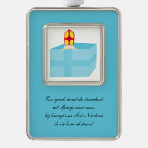St. Nicholas Sinterklaas Kinder kunst Grappig Scha Verzilverd Omlijst Ornament