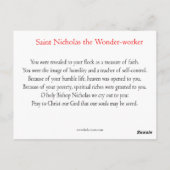 St. Nicholas the Wonder-Worker Prayer Card Briefkaart (Achterkant)
