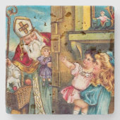 St Nick Delivers kerst Stenen Onderzetter (Voorkant)