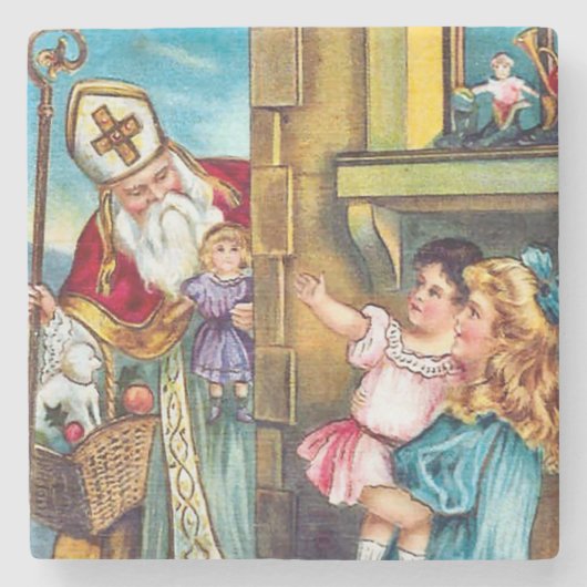 St Nick Delivers kerst Stenen Onderzetter (Voorkant)
