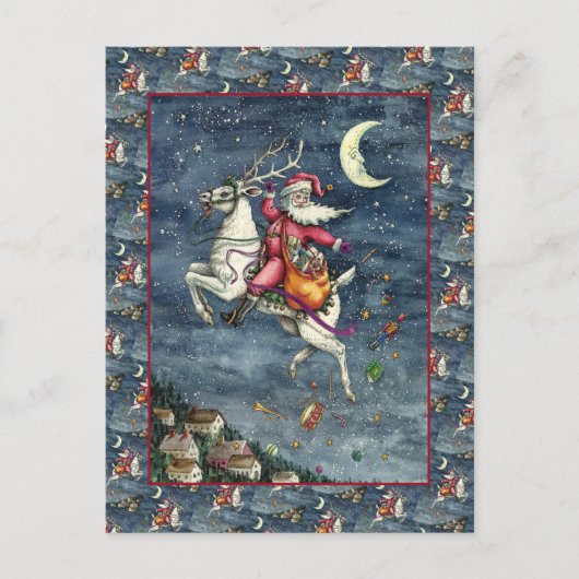 ST. NICK, FLYWITTE REINDEER, CHRISTMAS MAGIC FEESTDAGENKAART (Voorkant)