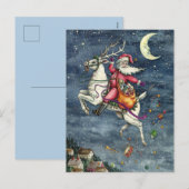 ST. NICK, FLYWITTE REINDEER, CHRISTMAS MAGIC FEESTDAGENKAART (Voorkant / Achterkant)