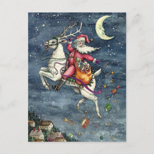 ST. NICK, FLYWITTE REINDEER, CHRISTMAS MAGIC FEESTDAGENKAART (Voorkant)