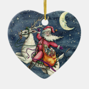 ST. NICK, FLYWITTE REINDEER, CHRISTMAS MAGIC KERAMISCH ORNAMENT