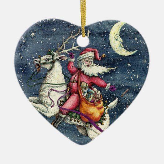 ST. NICK, FLYWITTE REINDEER, CHRISTMAS MAGIC KERAMISCH ORNAMENT (Voorkant)