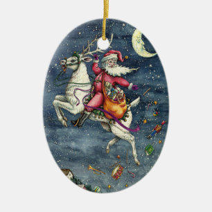 ST. NICK, FLYWITTE REINDEER, CHRISTMAS MAGIC KERAMISCH ORNAMENT