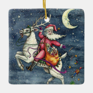 ST. NICK, FLYWITTE REINDEER, CHRISTMAS MAGIC KERAMISCH ORNAMENT