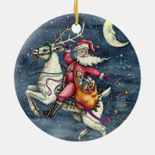 ST. NICK, FLYWITTE REINDEER, CHRISTMAS MAGIC KERAMISCH ORNAMENT (Achterkant)
