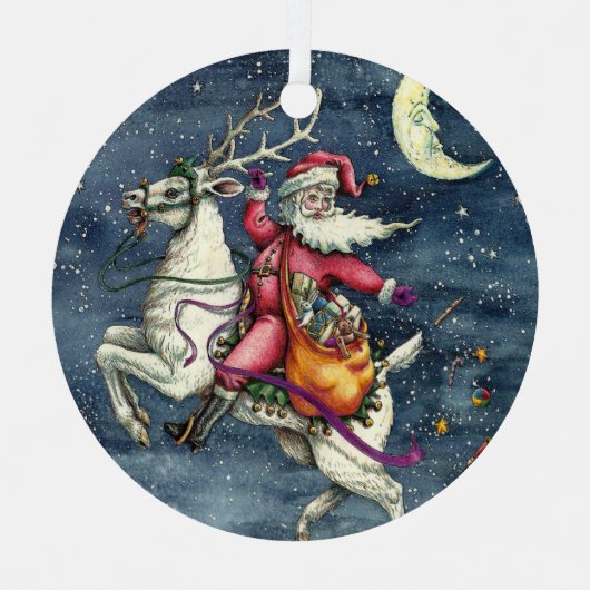 ST. NICK, FLYWITTE REINDEER, CHRISTMAS MAGIC METALEN ORNAMENT (Voorkant)