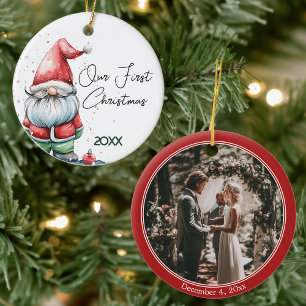 St. Nick Gnome, onze eerste kerst Keramisch Ornament