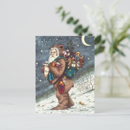 ST. NICK IN TEDDY BEAR SUIT, CHRISTMAS TEDDIES FEESTDAGENKAART (Staand voorkant)