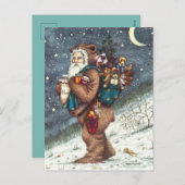 ST. NICK IN TEDDY BEAR SUIT, CHRISTMAS TEDDIES FEESTDAGENKAART (Voorkant / Achterkant)