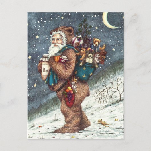 ST. NICK IN TEDDY BEAR SUIT, CHRISTMAS TEDDIES FEESTDAGENKAART (Voorkant)