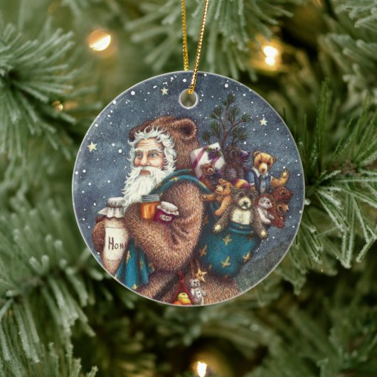 ST. NICK IN TEDDY BEAR SUIT, CHRISTMAS TEDDIES KERAMISCH ORNAMENT (Boom)