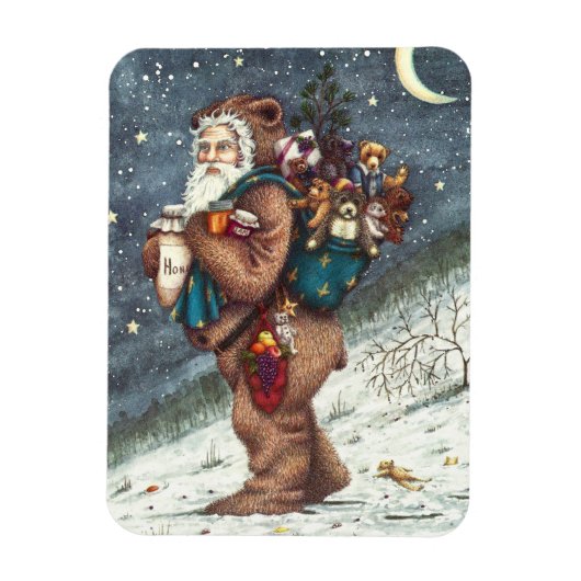 ST. NICK IN TEDDY BEAR SUIT, CHRISTMAS TEDDIES MAGNEET (Verticaal)