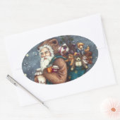 ST. NICK IN TEDDY BEAR SUIT, CHRISTMAS TEDDIES OVALE STICKER (Envelop)