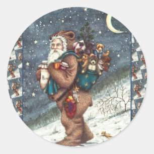ST. NICK IN TEDDY BEAR SUIT, CHRISTMAS TEDDIES RONDE STICKER