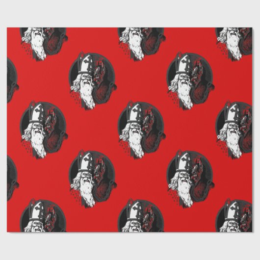 st nick krampus cadeaupapier (Vlak)