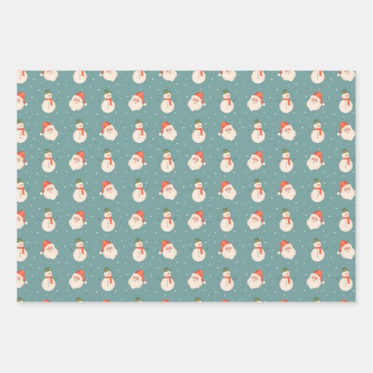 St. Nick, sneeuwpoppen, winterhuizen en postzegels Inpakpapier Vel (Voorkant)