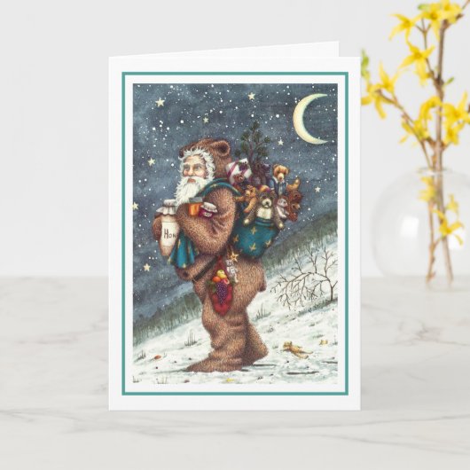 ST. NICK TEDDY BEAR SUIT, CHRISTMAS TEDDIES Blank Kaart (Gele Bloem)