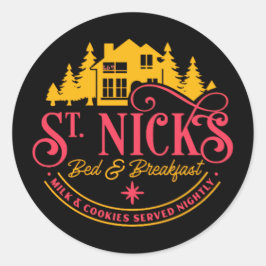 ST-NICKS BED & BREAKFAST grappige kerst Ronde Sticker