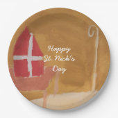 St. Nick's Day Sinterklaas Funny Waterverf Miter Papieren Bordje (Voorkant)