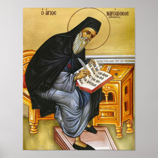 St. Nicodemus de Hagioriet Orthodoxe Icoonprent Poster