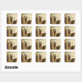 St Nicolaas Krampus Hooivork Priester Vierkante Sticker (Vel)