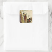 St Nicolaas Krampus Hooivork Priester Vierkante Sticker (Tas)