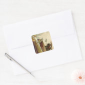 St Nicolaas Krampus Hooivork Priester Vierkante Sticker (Envelop)