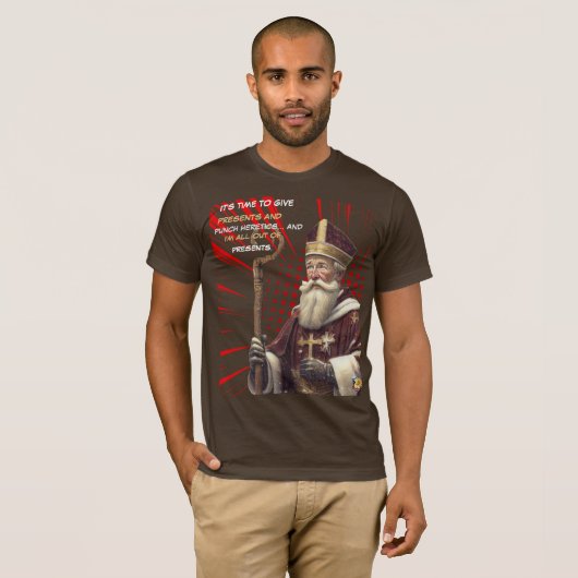 St. Nicolaas “Sla heretics” T-shirt (Voorkant volledig)