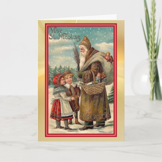  St Nicolas met kinderen Kerst Kaart (Voorkant)