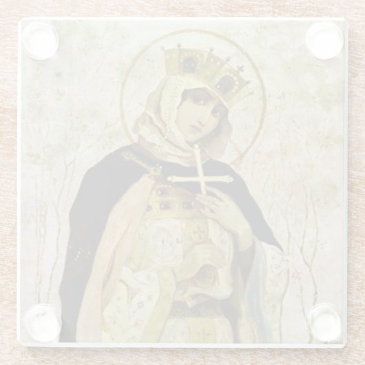 “St Olga” door Mikhail Nesterov Glazen Onderzetter (Achterkant)