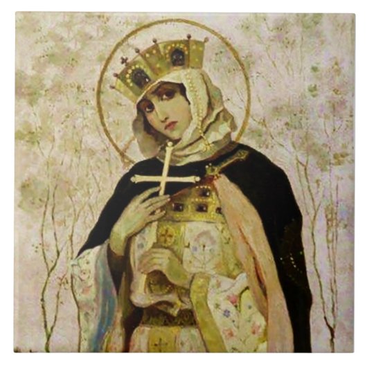 “St Olga” door Mikhail Nesterov Tegeltje (Voorkant)