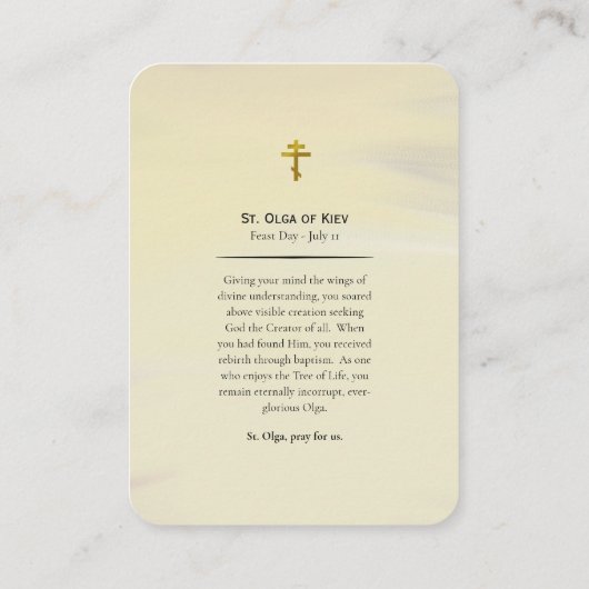 St. Olga Gelijk-aan-de-Apostelen Gebed Kaart Plaatskaartje (Achterkant)