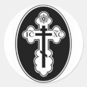St Olga Orthodoxe Kruis Ronde Sticker (Voorkant)
