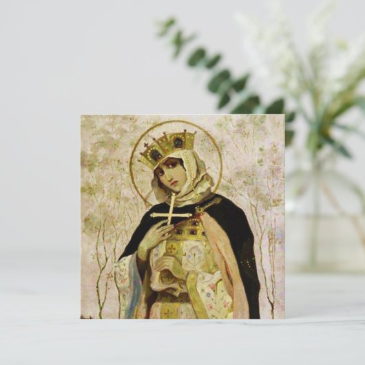 "St Olga" van Mikhail Nesterov Feestdagenkaart (Staand voorkant)