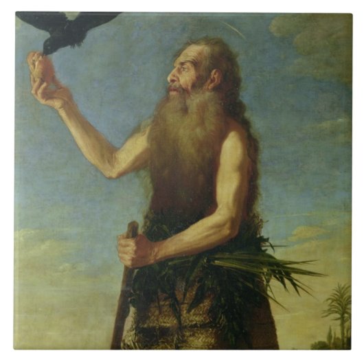 St. Onuphrius (olie op doek) Tegeltje (Voorkant)