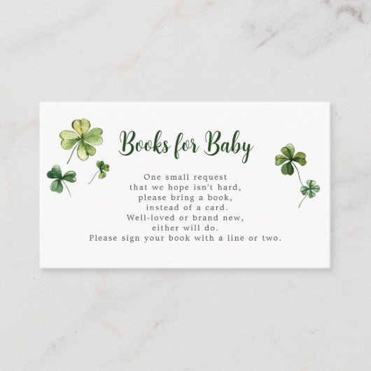 St. OPatrick's Day Shamrock Lucky Books voor Baby Informatiekaartje (Voorkant)