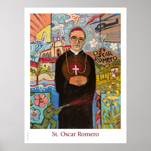 St. Oscar Romero katholiek klaslokaal poster (Voorkant)