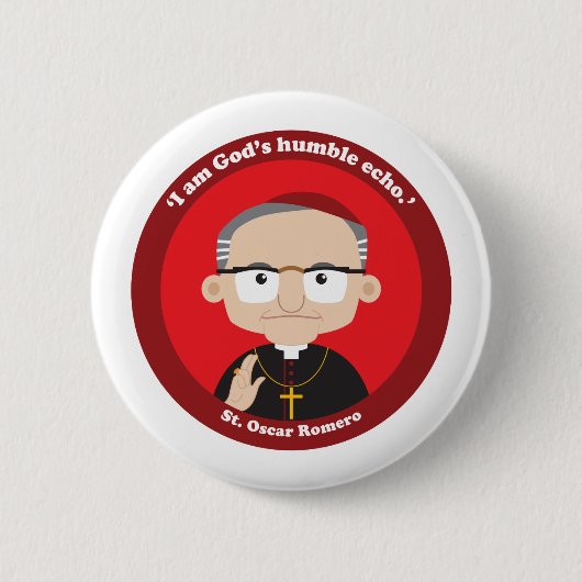 St. Oscar Romero Ronde Button 5,7 Cm (Voorkant)