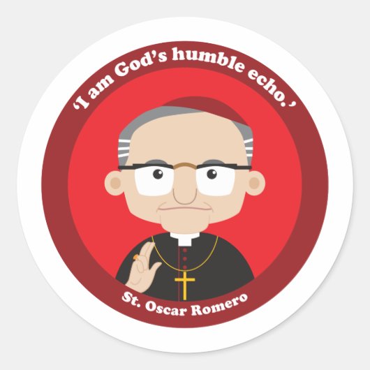 St. Oscar Romero Ronde Sticker (Voorkant)