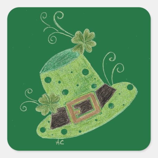 St-Paddy groene leprechaun's polka dots pet Vierkante Sticker (Voorkant)