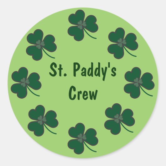 St. Paddy's Crew Shamrocks Ronde Sticker (Voorkant)
