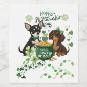 St Paddy's dag "Pawt van goud" Wijn Etiket (Enkel label)