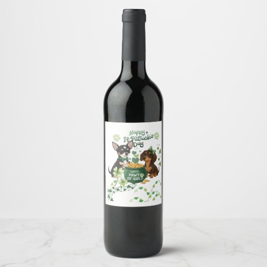 St Paddy's dag "Pawt van goud" Wijn Etiket (Voorkant)