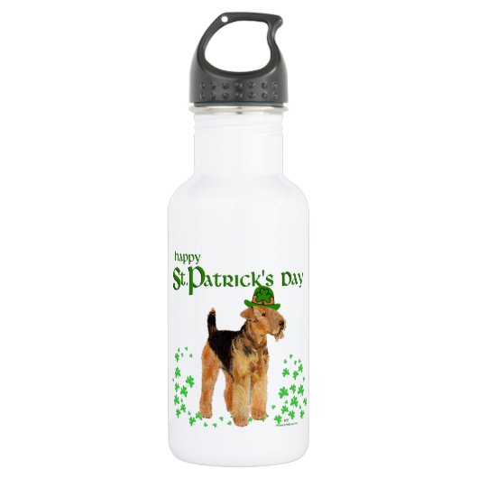 St Paddys Day Airedale Waterfles (Voorkant)