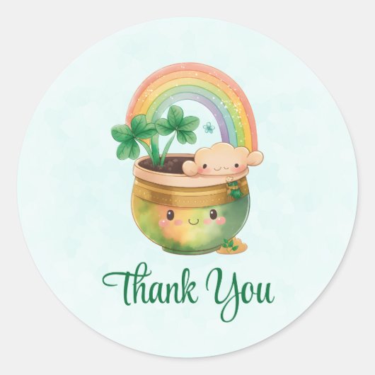 St. Paddy's Day Cute Rainbow & Clover Hartelijk da Ronde Sticker (Voorkant)