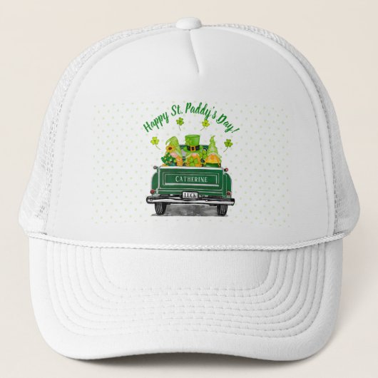 St. Paddy's Day Gnome  Green Truck Trucker Pet (Voorkant)